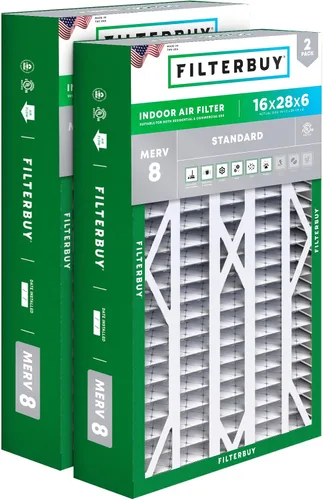 Miniatura 33 de Filterbuy 10x17x2 Filtro de aire MERV 8 Defensa Esencial contra el Polvo y las Alergias (2 unidades), Filtros exteriores plegados electrostáticos