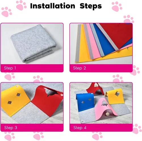 Miniatura 7 de Túnel de juguetes para gatos de interior, muebles interactivos de enriquecimiento para gatos con bola de felpa para animales pequeños, mascotas