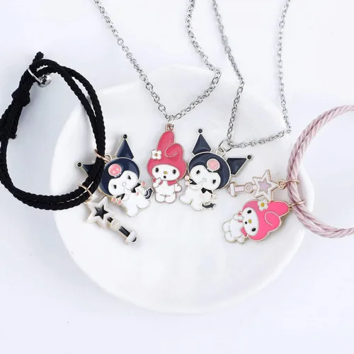 Miniatura 3 de Pulseras magnéticas de dibujos animados para parejas atracción mutua lindo collar de gatito Acero inoxidable multicolorfantasía