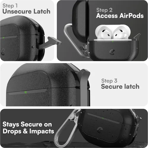 Miniatura 3 de Keybudz Funda para AirPods 4 con candado, funda totalmente impermeable para AirPods de 4ª generación, llavero, protección resistente y resistente