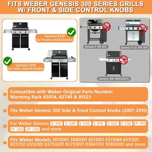 Miniatura 2 de 65054 Rejilla de calentamiento para Weber Genesis 300 SER E310 E330 S330 EP330 ESP310 ESP320 Estante superior para Webber Genesis Accesorios Estante