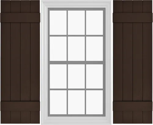 Miniatura 20 de Persianas de Vinilo Board & Batten (1 Par) 11"x31" (3-Tableros) - Negro Cosmos/Pintable Persianas Exteriores para Ventanas Incluye Herrajes