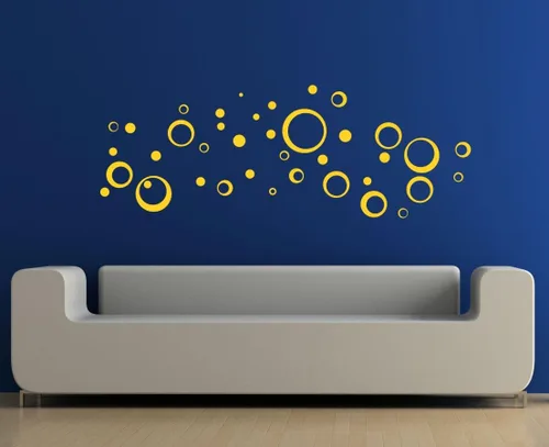 Miniatura 7 de Vinilo adhesivo amarillo para pared, diseño de círculos, burbujas, puntos 25+ PC