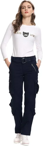 Miniatura 3 de Mesinsefra Pantalones cargo de algodón para mujer, estilo militar, tácticos, de combate, con 8 bolsillos