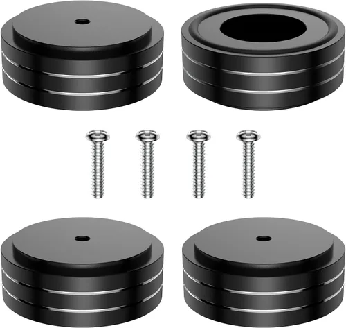 Tertullus 4 pies de altavoz, picos de altavoz de 2.283 x 0.866 in, pies de aislamiento de alta fidelidad, soportes de aluminio, almohadillas de Negro