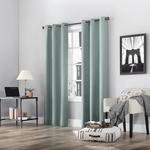 Miniatura 7 de Sun Zero Cyrus - Par de paneles de cortinas térmicas 100% opacas con ojales Azul Misty