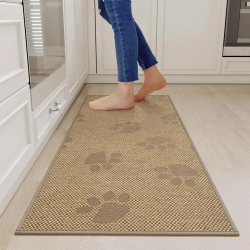 Miniatura 32 de YDKGL Tapetes de cocina para piso, alfombras de cocina súper absorbentes, antideslizantes, lavables, de lino sintético suave trenzado, alfombra