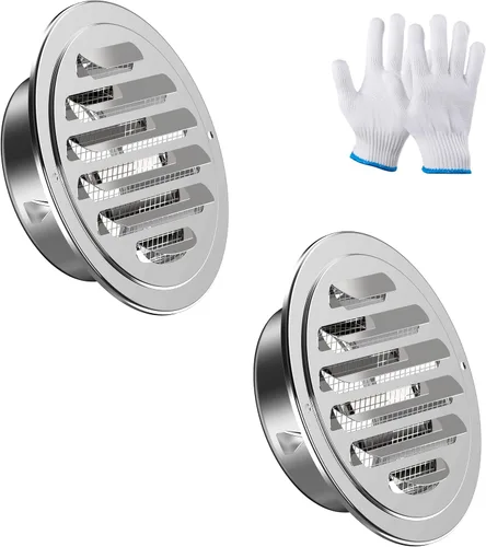 Miniatura 12 de Rejillas de ventilación de acero inoxidable de 10 cm, HG Power, cubierta redonda con malla de pantalla, rejilla de ventilación de aire para pared