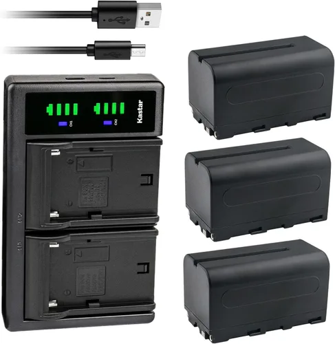 Kastar Paquete de 3 baterías NP-F750/NP-F770 y cargador USB LTD2 compatible con luz LED Godox ML30 ML30Bi, luz LED ML60 ML60Bi, luz de anillo