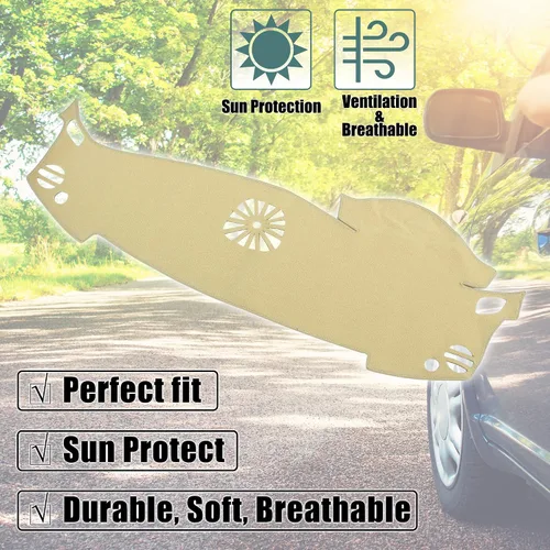 Miniatura 7 de X AUTOHAUX Cubierta de tablero de coche de poliéster beige antideslizante alfombra protectora alfombra a prueba de sol para Nissan Altima 2013-2018