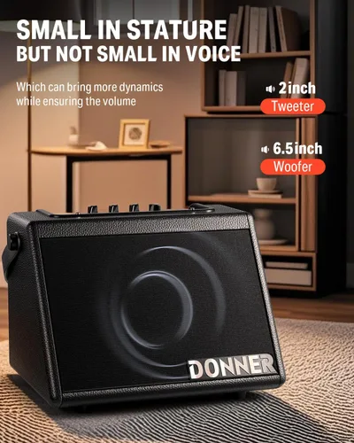 Miniatura 4 de Donner Mini amplificador de tambor eléctrico 20 W, amplificador de tambor electrónico inalámbrico altavoz DDA-20 portátil para práctica en el hogar