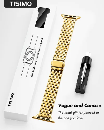 Miniatura 5 de para Apple Watch Correa de 38 mm, 40 mm, 41 mm, 42 mm, 44 mm, 45 mm Series 9 8 7 6 5 4 3 2 1 SE SE2 para mujeres y hombres, Correa de metal de acero