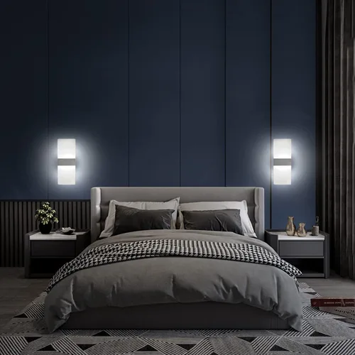 Miniatura 4 de KICAAO Juego de 2 apliques de pared modernos, luz LED de pared de 10 W, luz blanca de 6000 K hacia arriba y hacia abajo, iluminación de pared Blanco