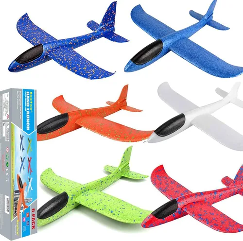 BooTaa Paquete de 6 juguetes de avión, avión de espuma grande de 17.5 pulgadas, 2 planeadores de espuma de modo de vuelo, regalos de cumpleaños para