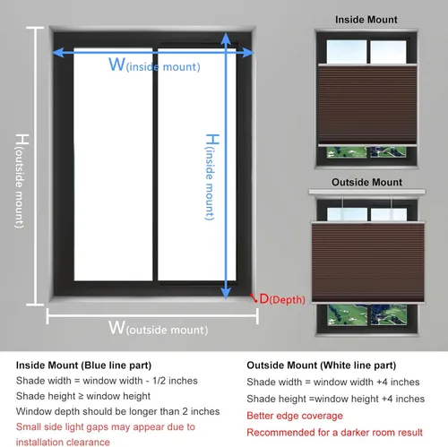 Miniatura 5 de Changshade Persianas Celulares Opacas Sin Cordón, Persianas de Ventana de Arriba Hacia Abajo y de Abajo Hacia Arriba, Persianas Plisadas de Celda