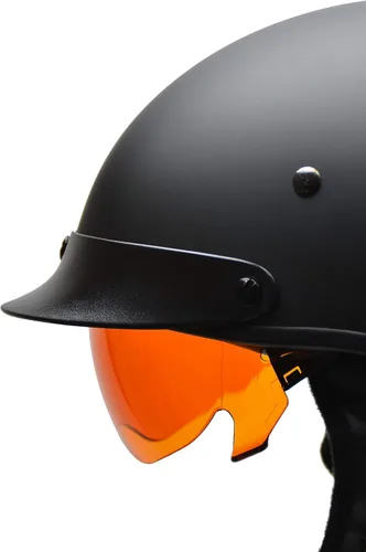 Miniatura 12 de Vega Warrior Casco de media cara para motocicleta con protector solar/Tamaño ajustable DOT Casco de calavera de media cara para bicicleta, crucero