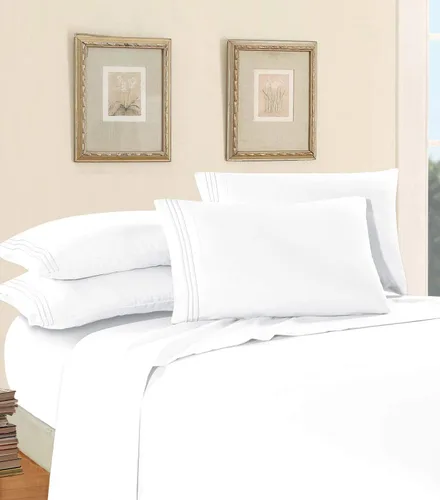 ¡Juego de sábanas de lujo de 4 piezas en Amazon! Diseño de calidad egipcia con 1500 hilos Elegant Comfort - Resistente a las arrugas y al Blanco