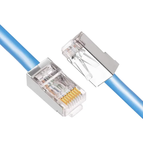 Miniatura 4 de iGreely Conectores Cat6 RJ45 blindados Paquete de 50 conectores chapados en oro RJ45 Cat6/Cat5E/Cat5 8P8C 50 Micrones 50u 3 clavijas FTP STP Cable