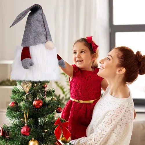 Miniatura 6 de D-FantiX Adorno de Gnomo para la Copa del Árbol de Navidad, 25 Pulgadas Gran Gnomo Sueco Tomte Adornos de Navidad Gnomos de Papá Noel de Peluche
