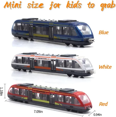 Miniatura 5 de Crelloci Juego de 3 trenes bala, tren de juguete de alta velocidad vinculado Lotomotora, modelo de automóvil de aleación fundida, metro deslizante
