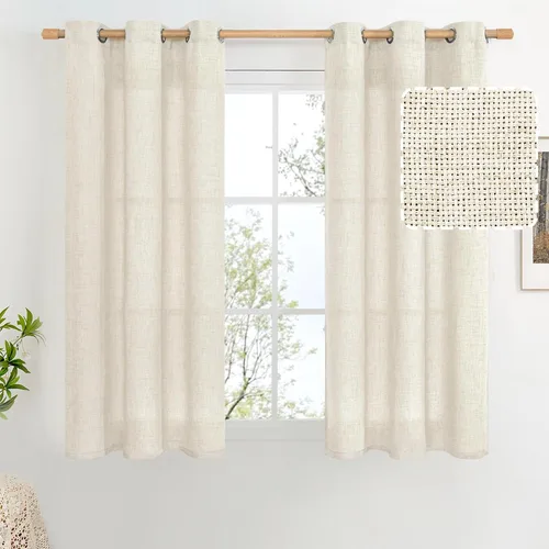 Miniatura 140 de BGment Cortinas de Lino Beige de 63 Pulgadas de Largo 2 Paneles - Tratamientos para Ventanas con Textura de Arpillera Filtrantes de Luz Cortinas