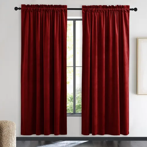 Miniatura 80 de NICETOWN Cortinas opacas de terciopelo extralargas negras de 120 pulgadas de largo para telón de fondo, cortinas de terciopelo con aislamiento Serie