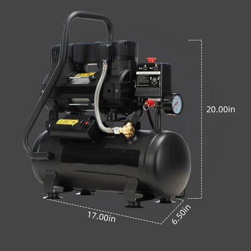 Miniatura 8 de Compresor de aire, 2.0 galones, 1.0 HP sin aceite, máximo 115 PSI, 65dB ultra silencioso, para reparación de automóviles, inflado de neumáticos