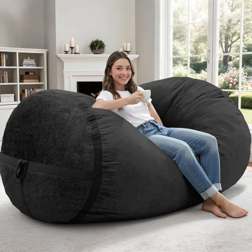 Miniatura 35 de Homguava Puf gigante de 2 pies para adultos con relleno de espuma viscoelástica, puf con funda de piel sintética suave, cómoda puf para sala