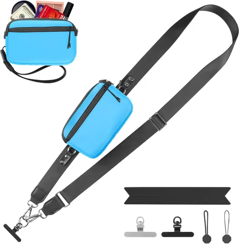 Miniatura 50 de YFWE Correa de clip and go para teléfono con cartera cruzada, cordón ajustable para teléfono con cartera RFID desmontable, correa universal