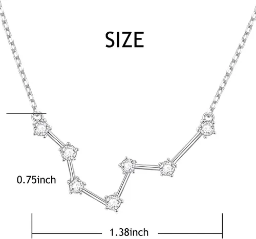 Miniatura 6 de Dije de astrología en plata esterlina de 925 con circonias cúbicas, 12 constelaciones de los signos del horóscopo. Regalo de cumpleaños para mujeres