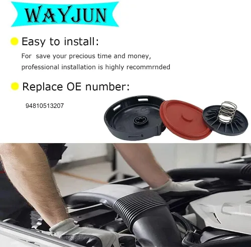 Miniatura 5 de WayJun 94810513207 Tapa de válvula compatible con Porsche Cayenne 2003-2006 Tapa de válvula de escape