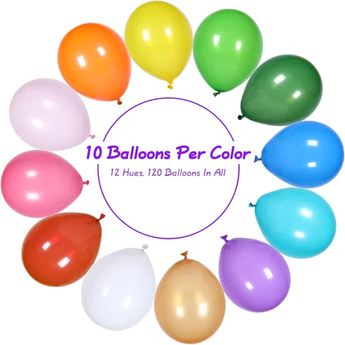 Miniatura 2 de YALLOVE Globos de látex de colores surtidos, juego de 120, 12 pulgadas para uso en helio o aire, globos gruesos para baby shower, cumpleaños