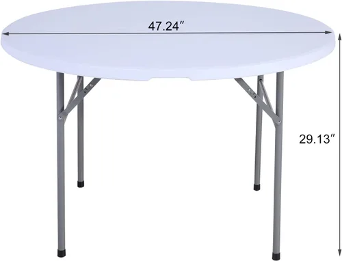 Miniatura 2 de Mesa plegable redonda bi-plegable interior al aire libre picnic fiesta camping casa en blanco