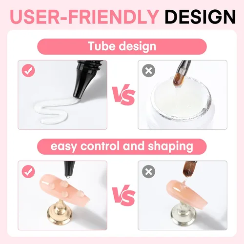 Miniatura 5 de UNA GELLA Arte de uñas en gel 3D, 2 piezas de 15 g de gel de esculpido transparente sin necesidad de limpieza para puntas de uñas, dibujo, moldeado