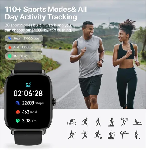 Miniatura 4 de Leeyalan Reloj inteligente para hombres y mujeres (respuesta/hacer llamadas/control de voz AI) 1.91 pulgadas para teléfonos Android, iPhone Samsung