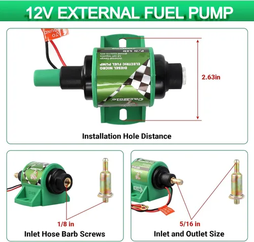 Miniatura 2 de CarBole Bomba de combustible eléctrica de gasolina universal 5/16 pulgadas entrada y salida en línea 12V 1-2A 28GPH 2-3.5P.S.I. Presión