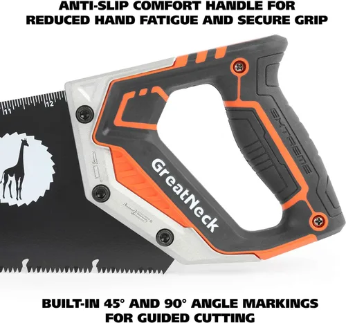 Miniatura 6 de GreatNeck 74003 - Sierra de mano de 15 pulgadas, hoja de acero SK-5, dientes de tres biseles, agarre cómodo, marco de aluminio, herramienta de corte