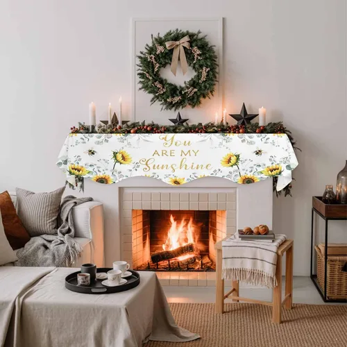 Miniatura 3 de Funda para bufanda de chimenea de eucalipto, girasol, mantel superior, bufanda para Navidad, Halloween, Acción de Gracias, otoño, decoración