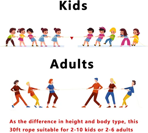 Miniatura 5 de Cuerda de tira y afloja para niños y adultos, cuerda de algodón trenzado natural, juego de juegos al aire libre perfecto para actividades