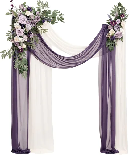 Miniatura 13 de Ling's moment Kit de Flores Artificiales de Arco de Boda de Otoño Paquete de 4, 2pcs Arreglo Floral Colgante 2pcs Cortinas de Ceremonia Telón