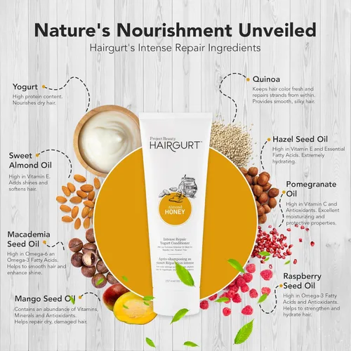 Miniatura 2 de Acondicionador de yogur reparador intenso de miel de almendra, humedad profunda para cabello seco y quebradizo, sin sulfatos, ingredientes