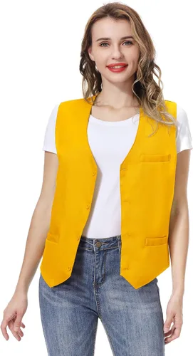 Miniatura 3 de TOPTIE Chaleco unisex con botones para uniforme de trabajo
