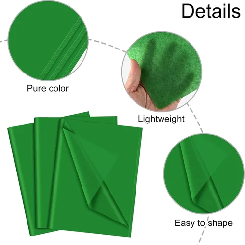 Miniatura 3 de NEBURORA Papel de seda verde para bolsas de regalo, 60 hojas, 14 x 20 pulgadas, papel de embalaje a granel para envoltura de regalo, relleno