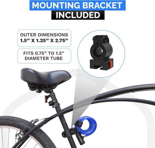 Miniatura 7 de DocksLocks Juego de candado de cable para bicicleta, cable de seguridad en espiral con cerradura de llave y soporte de montaje, protección antirrobo
