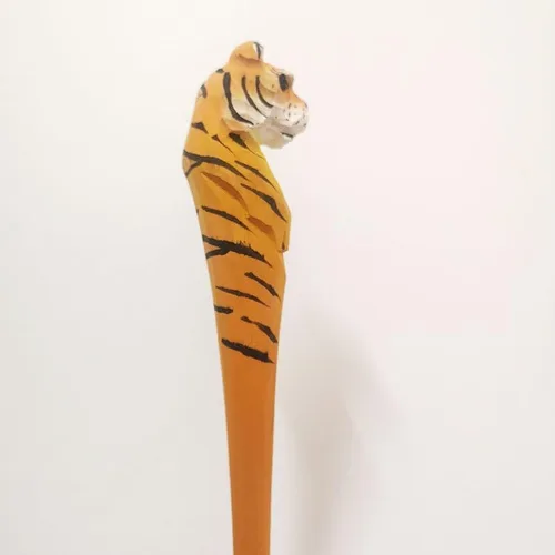 Miniatura 11 de Bolígrafo de gel de animales tallados en madera 100% hecha a mano, jirafa, perro, tigre, unicornio, lindo, material escolar, suministros de oficina