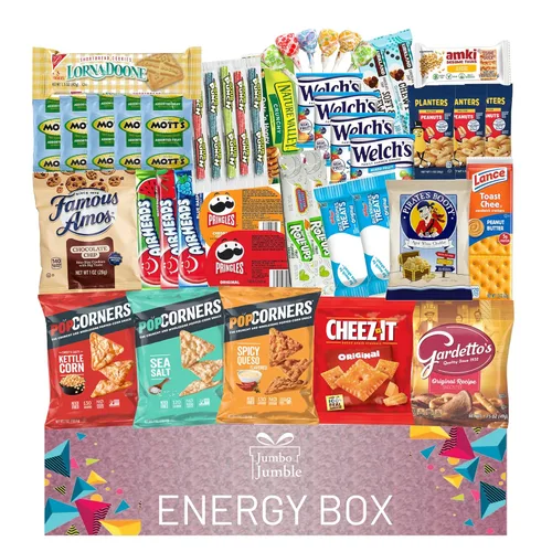 Miniatura 10 de Caja de aperitivos Jumbo Jumble (25 unidades) Paquete de cuidado de regalo, variedad de aperitivos para adultos, adolescentes, niños, hombres