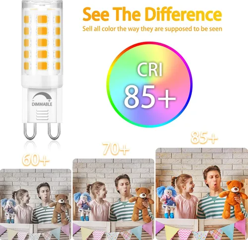 Miniatura 5 de Winshine - Paquete de 10 bombillas LED regulables de 2700 K blanco suave, 4 W (reemplazo de bombilla halógena de 40 W) con casquillo G9, forma T4