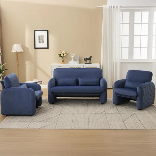 Miniatura 13 de WUTUTUEE Silla decorativa de tela de pana, sillas tapizadas modernas para sala de estar con almohada lumbar, sillón ancho y cómodo para dormitorio