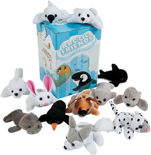 Miniatura 4 de Fun Express Mini Arctic Friends - Surtido de animales de peluche, lindos animales árticos, incluyendo lobos, focas, pingüinos, osos polares y más