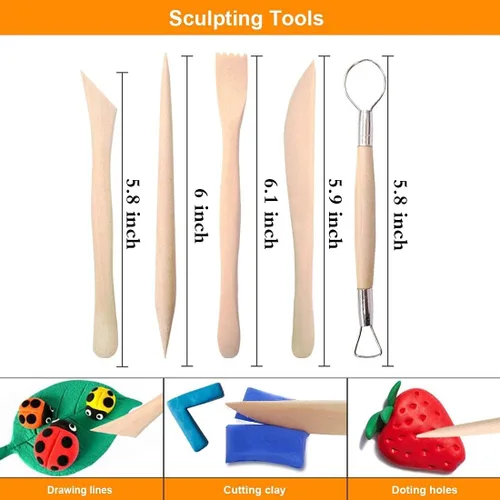 Miniatura 2 de Herramientas de arcilla polimérica DIY, 25 piezas de arcilla polimérica herramientas de escultura con bolsa de almacenamiento para niños